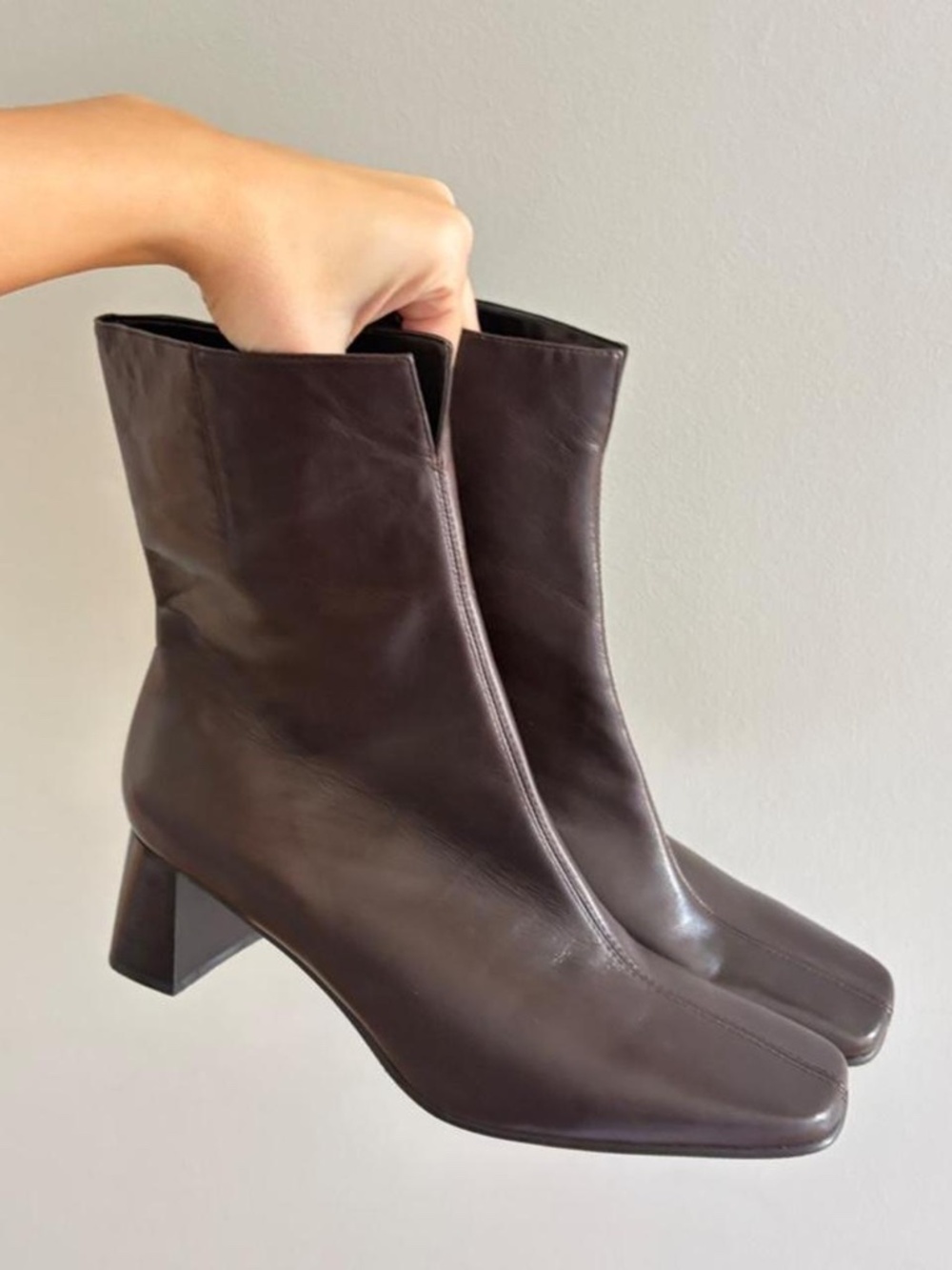 Dark Brown Square Toe Boots 10